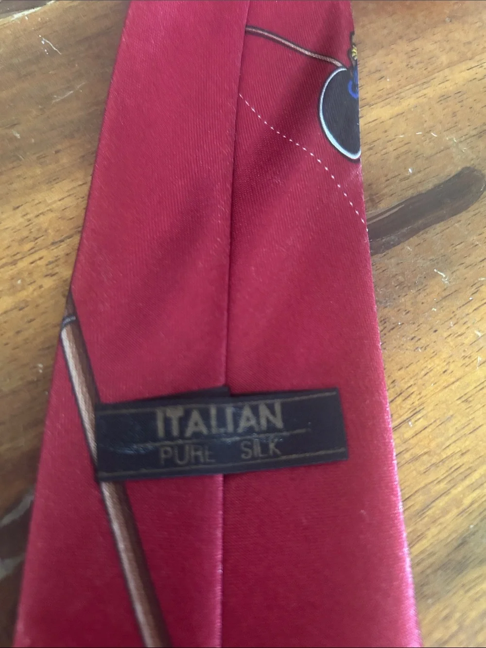 Novelty Red Mickey Mouse Cartoon  Fish Motif Italian Pure Silk Tie: 57